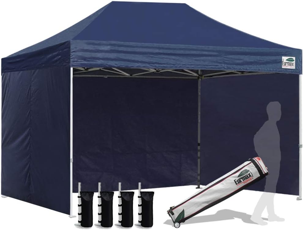 10'x10' Pop-up Canopy Tent with 4 Removable Side Walls and Roller Bag I229942