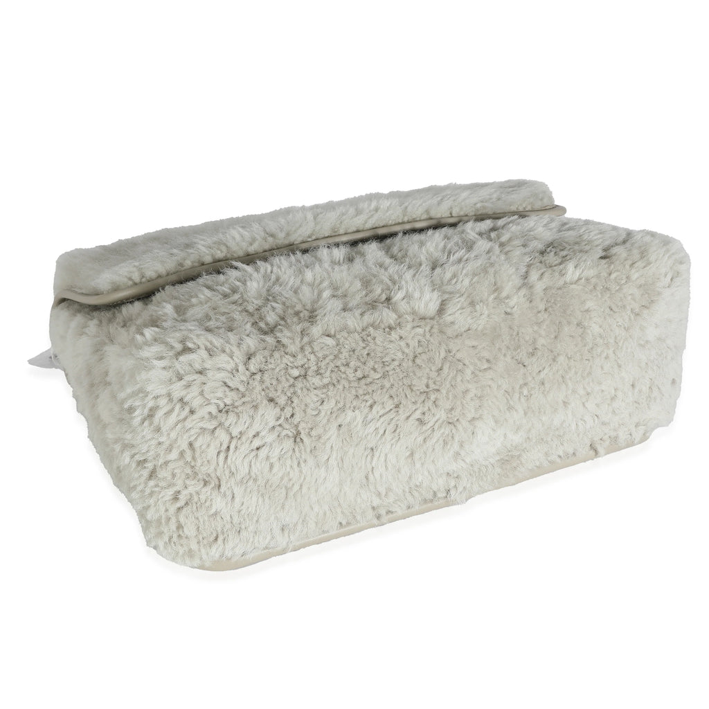 Grey Calfskin Shearling Medium Satchel F76791