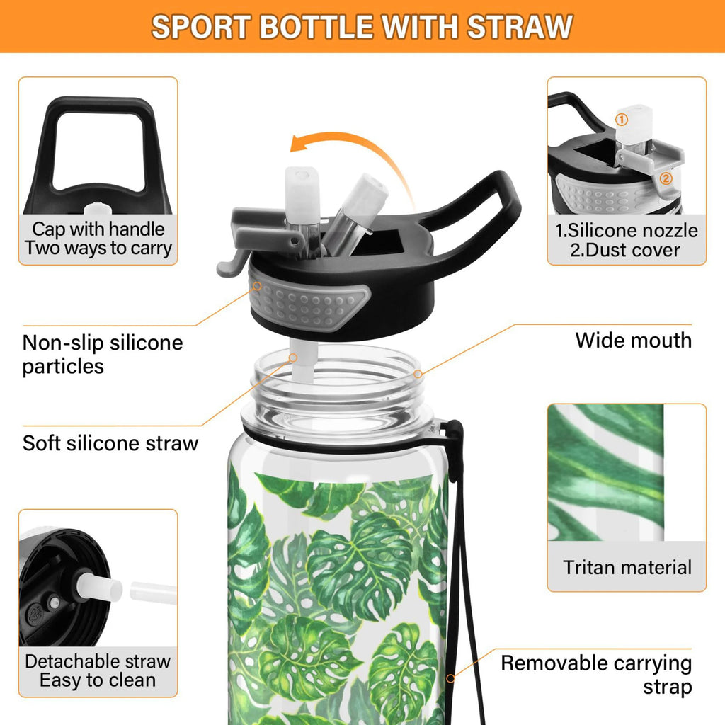 32oz Tritan Water Bottle with Straw Leakproof BPA Free Clear I2824
