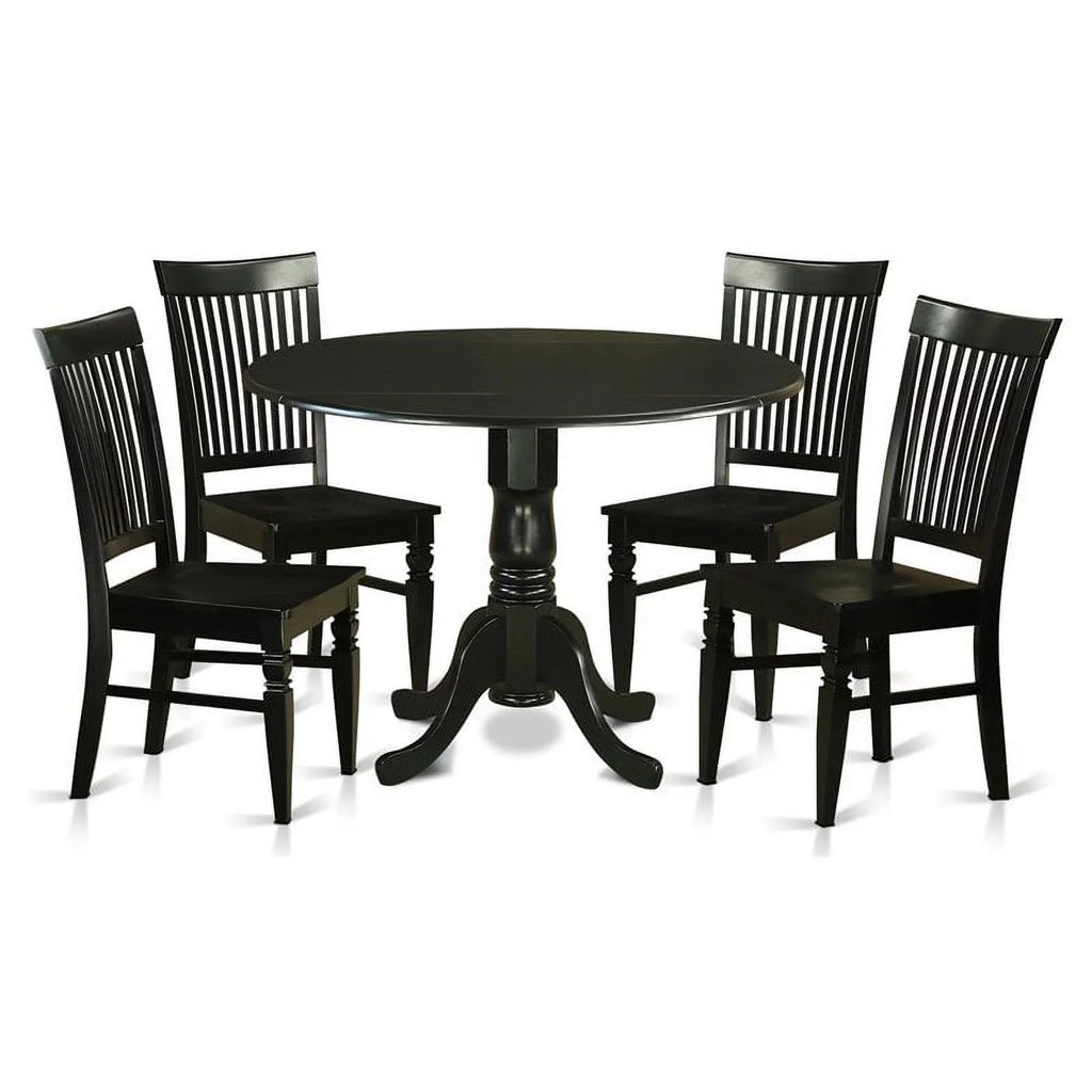 5-piece Wood Kitchen Table and Chair Set in Black D12053