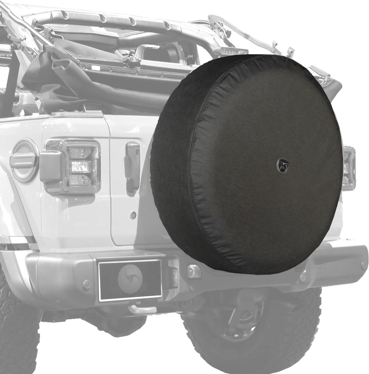32 Soft Tire Cover for Jeep Wrangler JL with Back-up Camera, Black Denim Vinyl J84402