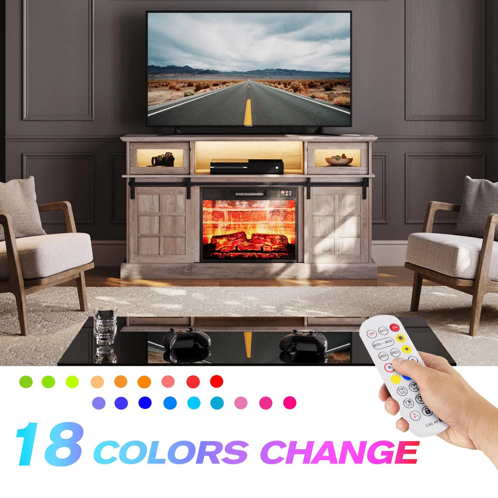 Gray Fireplace TV Stand with 23" Electric Fireplace T59262