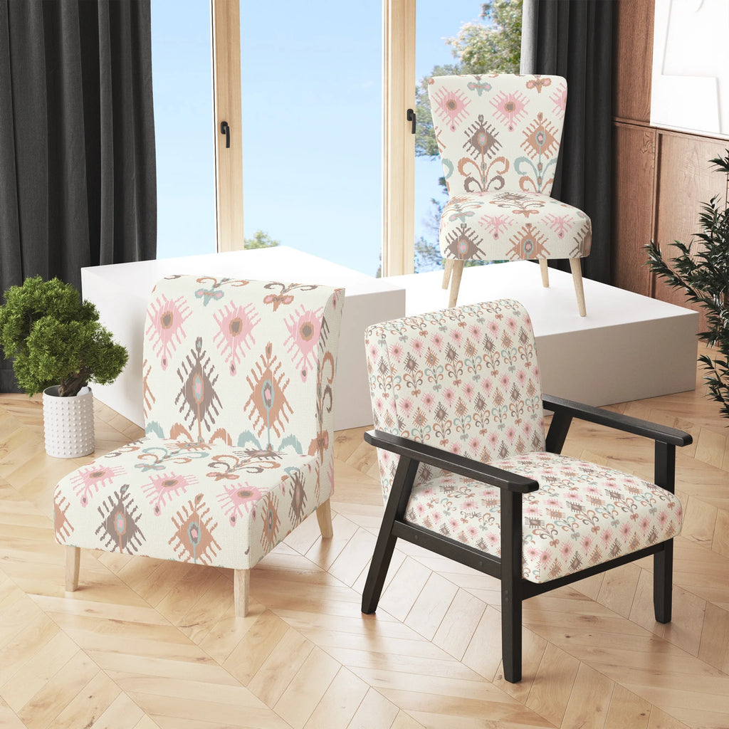 Cream Patterned Upholstered Accent Chair Y1316