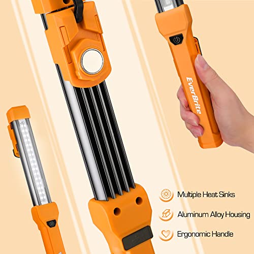 1000LM Rechargeable LED Work Light with Dual Magnetic Bases & Hanging Hooks, 4 Lighting Modes, Pack of 2 J33203
