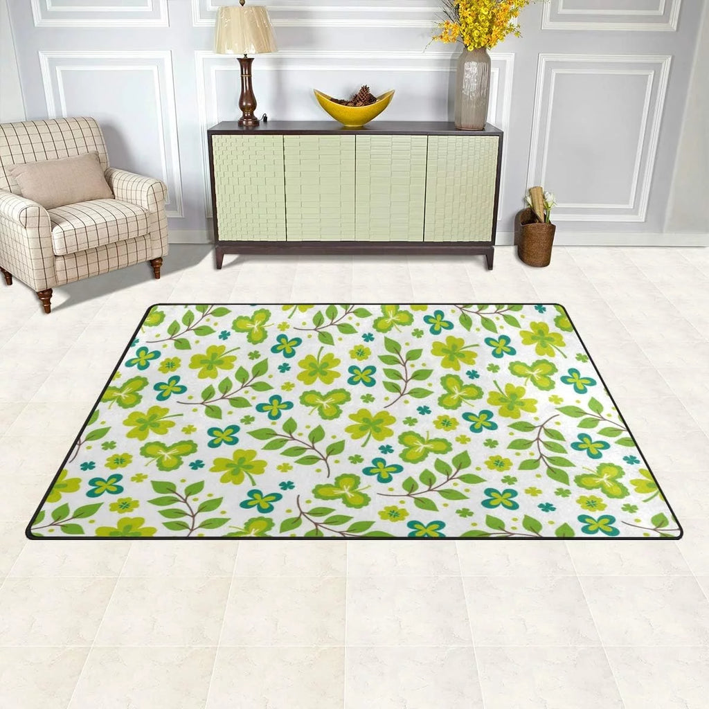 Lightweight Soft Area Rugs 60 x 39 inch Green Leaves Z105024