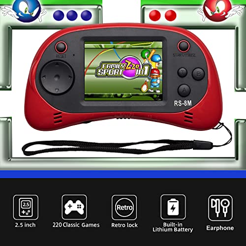 16 Bit Retro Handheld Games Console with 220 HD Electronic Games 2.5'' LCD Lime Green W123
