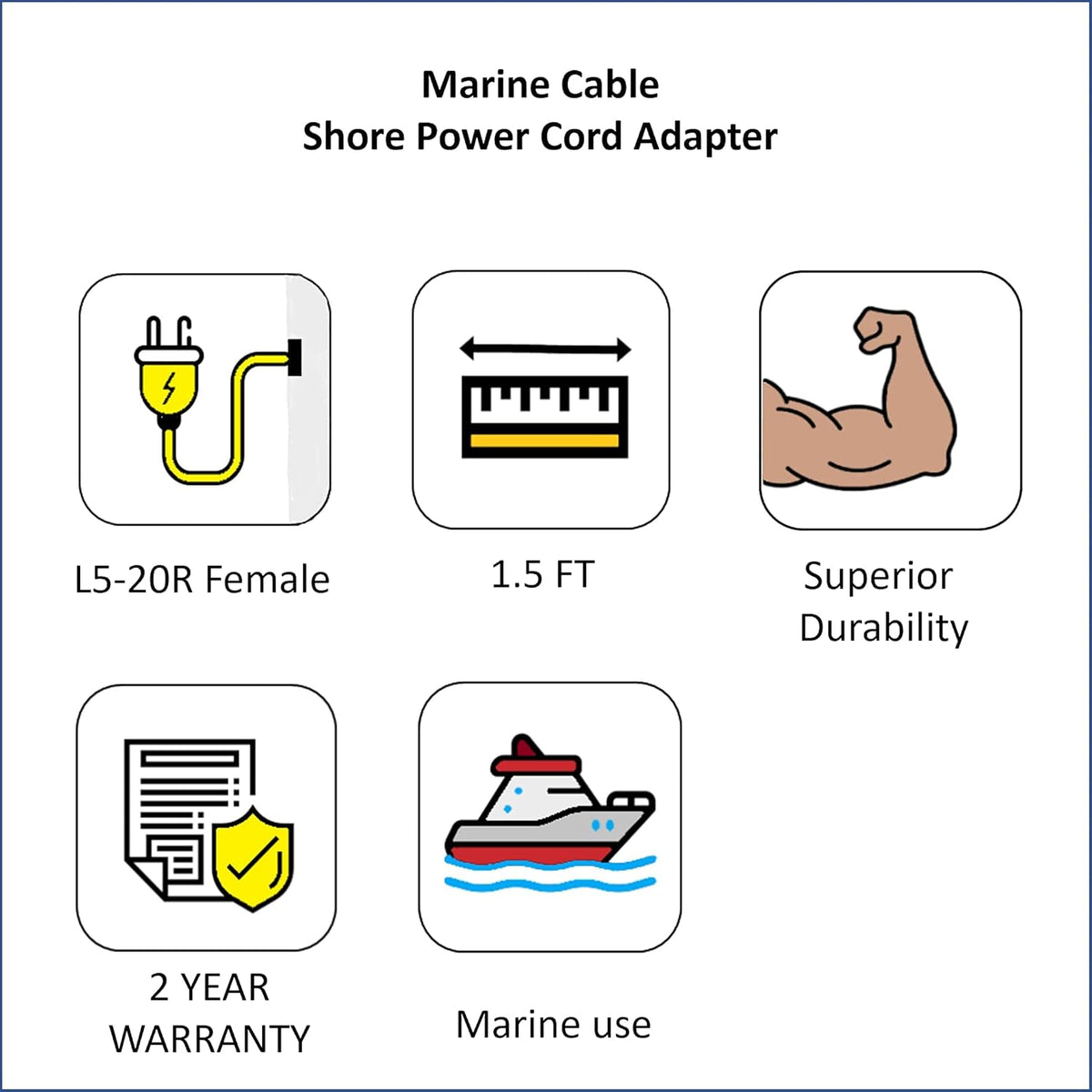 Cable Boat Shore Power Adapter Twist Lock L5-30R to 5-15P Male STW10/3 Heavy Duty Waterproof 30 Amp to 110 Adapter 15 Amp with LED Power Indicator Pack of 2 Z9852