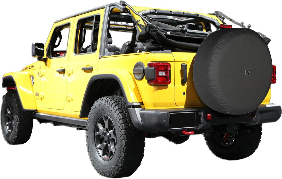 32 Soft Tire Cover for Jeep Wrangler JL with Back-up Camera, Black Denim Vinyl J84402