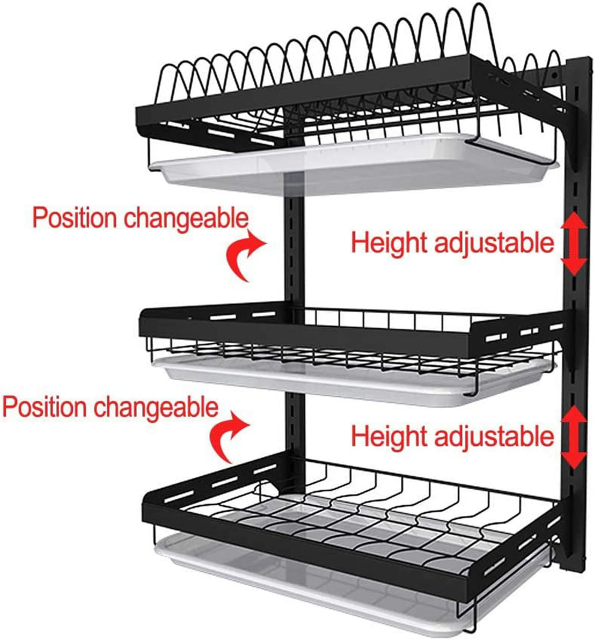 Black Stainless Steel Dish Drying Rack with Drainboard V5236
