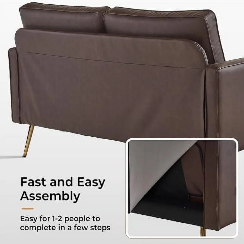 PU Leather Accent Chair with Golden Metal Legs H194