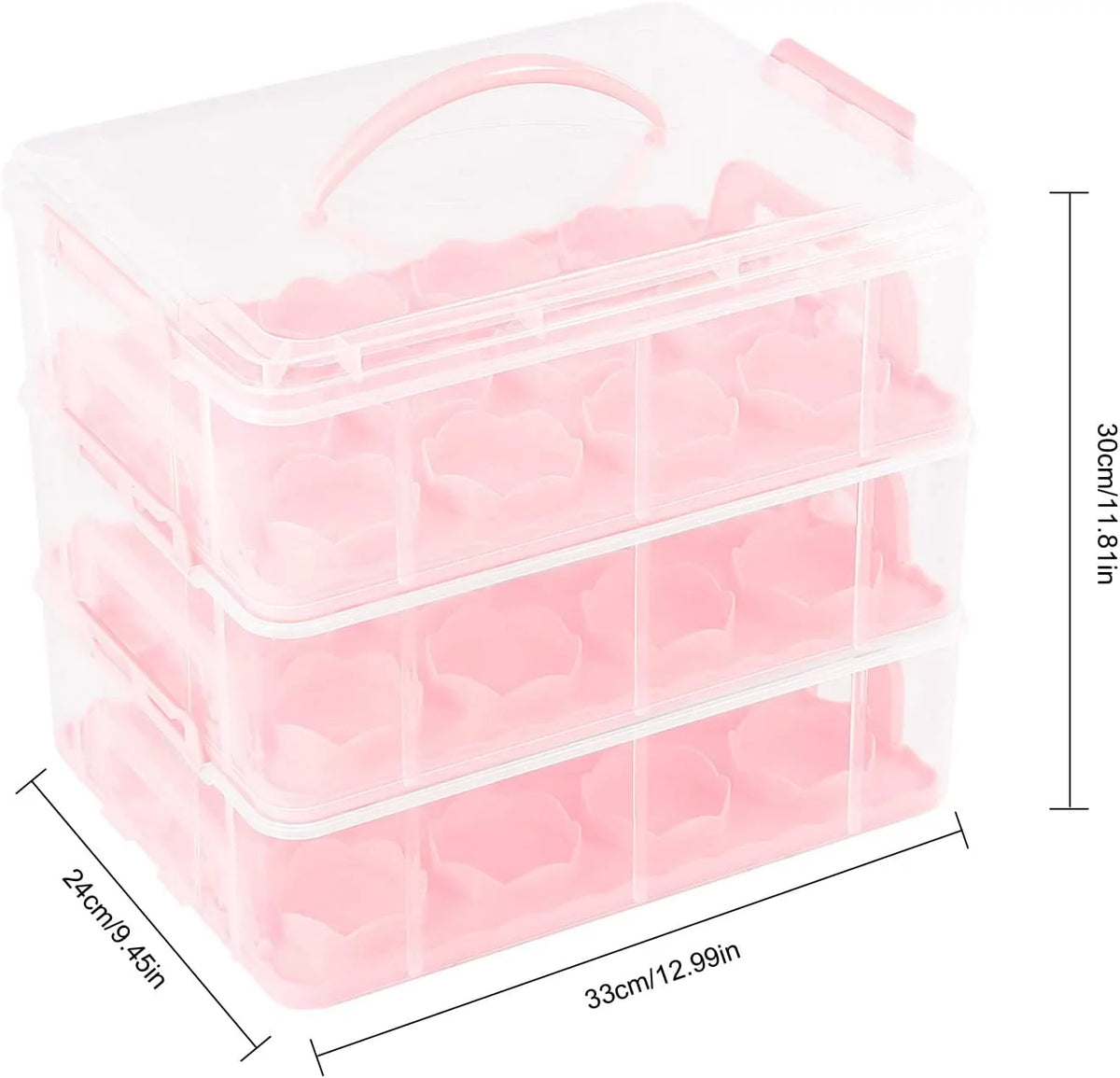 36 Grid 3 Tier Cupcake Carrier Holder Rack Pink D91438