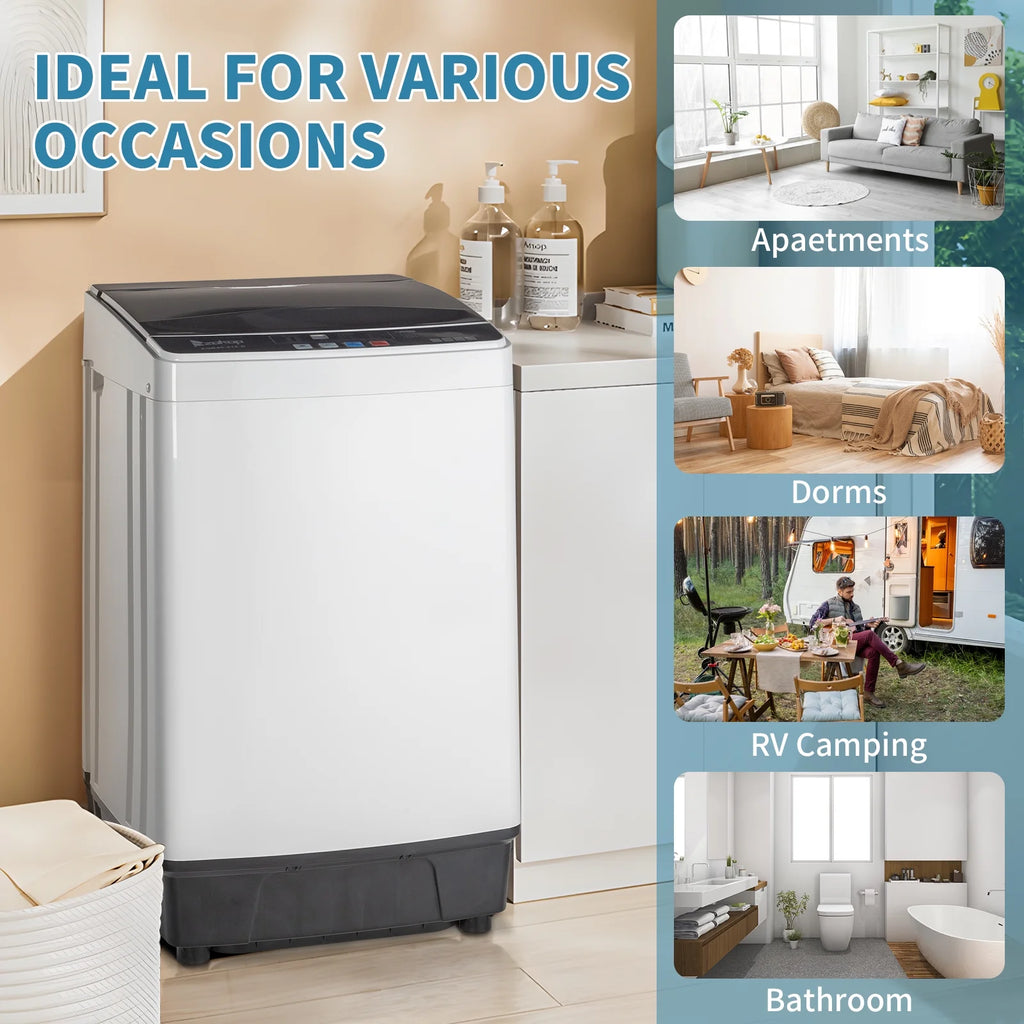 Full-Automatic Top Load Portable Compact Washing Machine 17.6 Lbs Capacity P822844