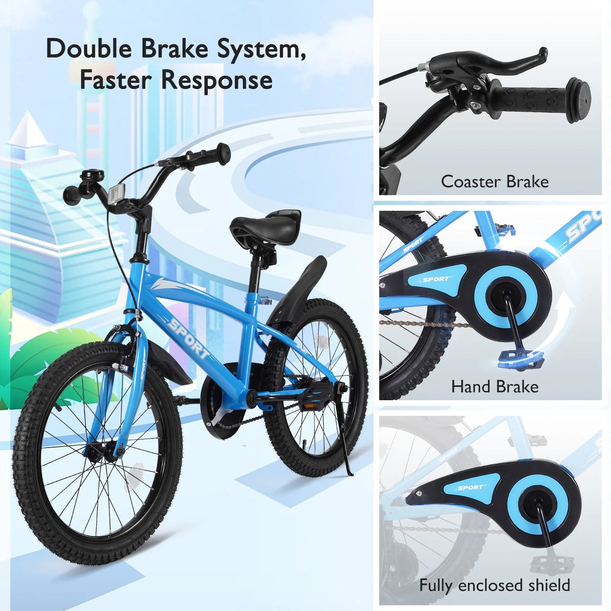 Blue Kids Bike with Removable Training Wheels Z803660