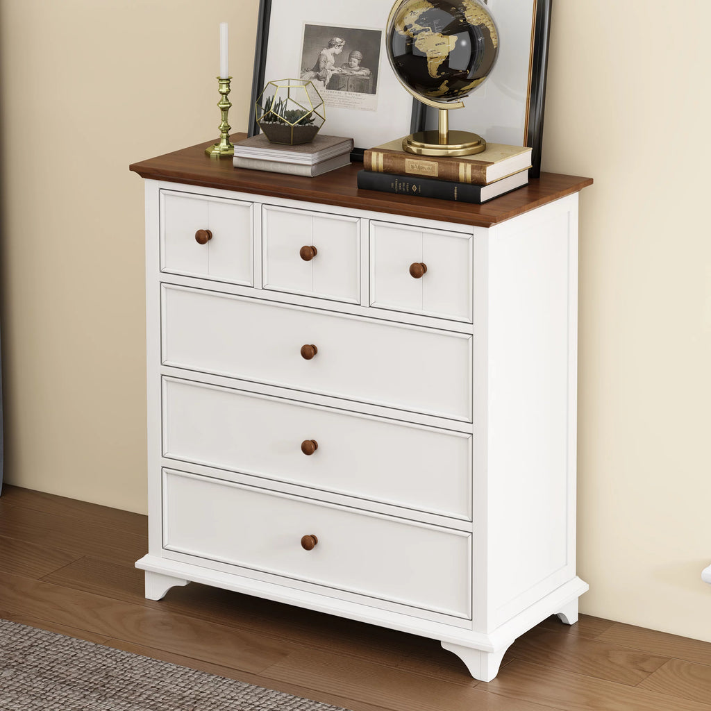 White Wooden 6 Drawer Chest H986