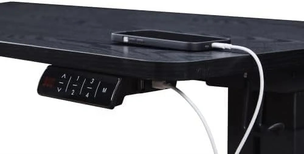 Electric Height Adjustable Standing Desk 55" Wooden Computer Desk Black Oak A924