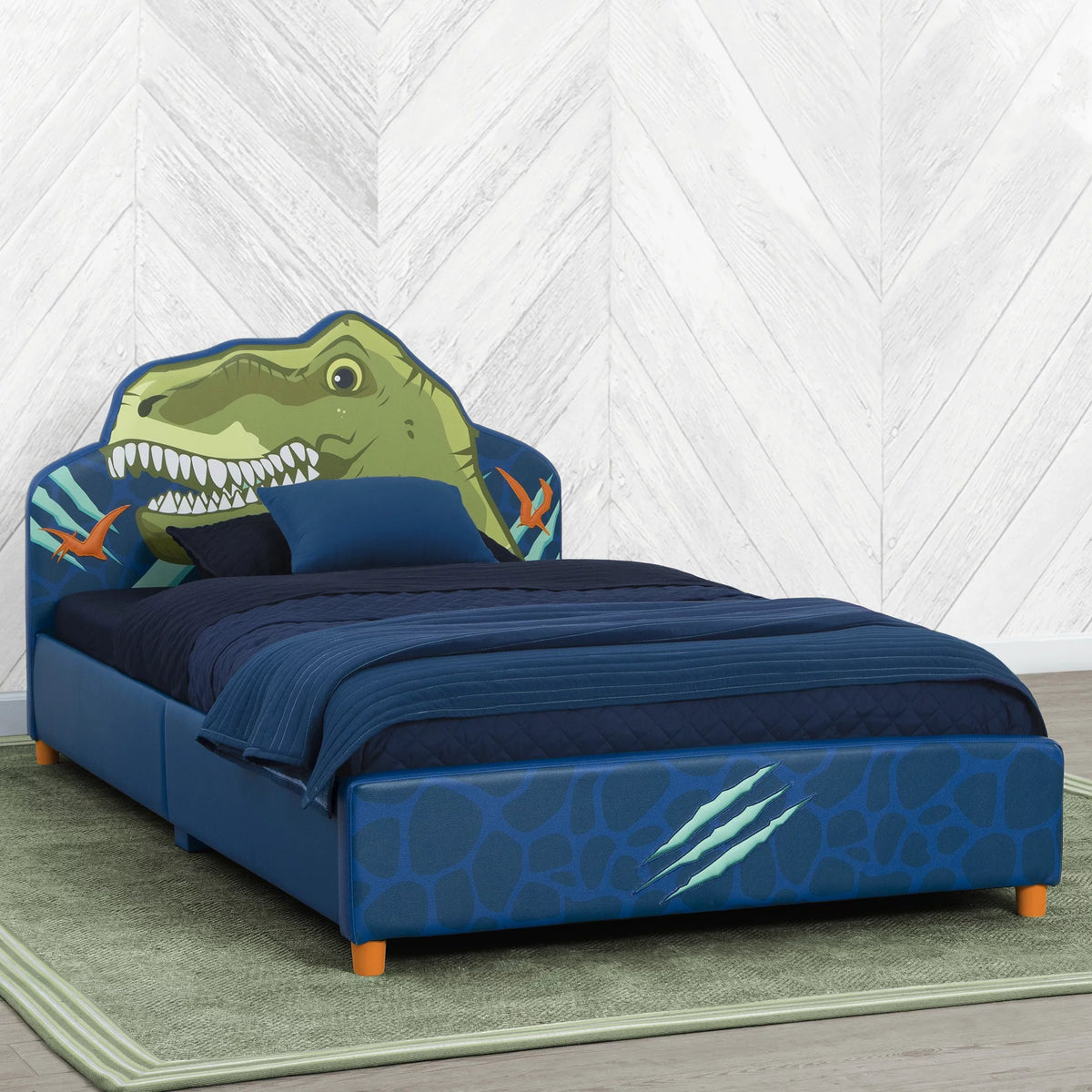 Blue Upholstered Twin Bed C238011