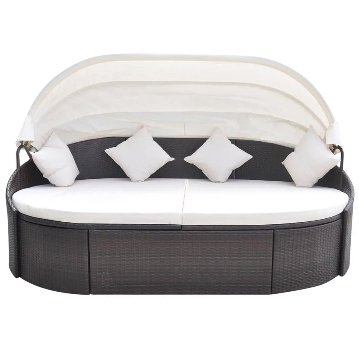 Patio Bed with Canopy Poly Rattan Brown U693845